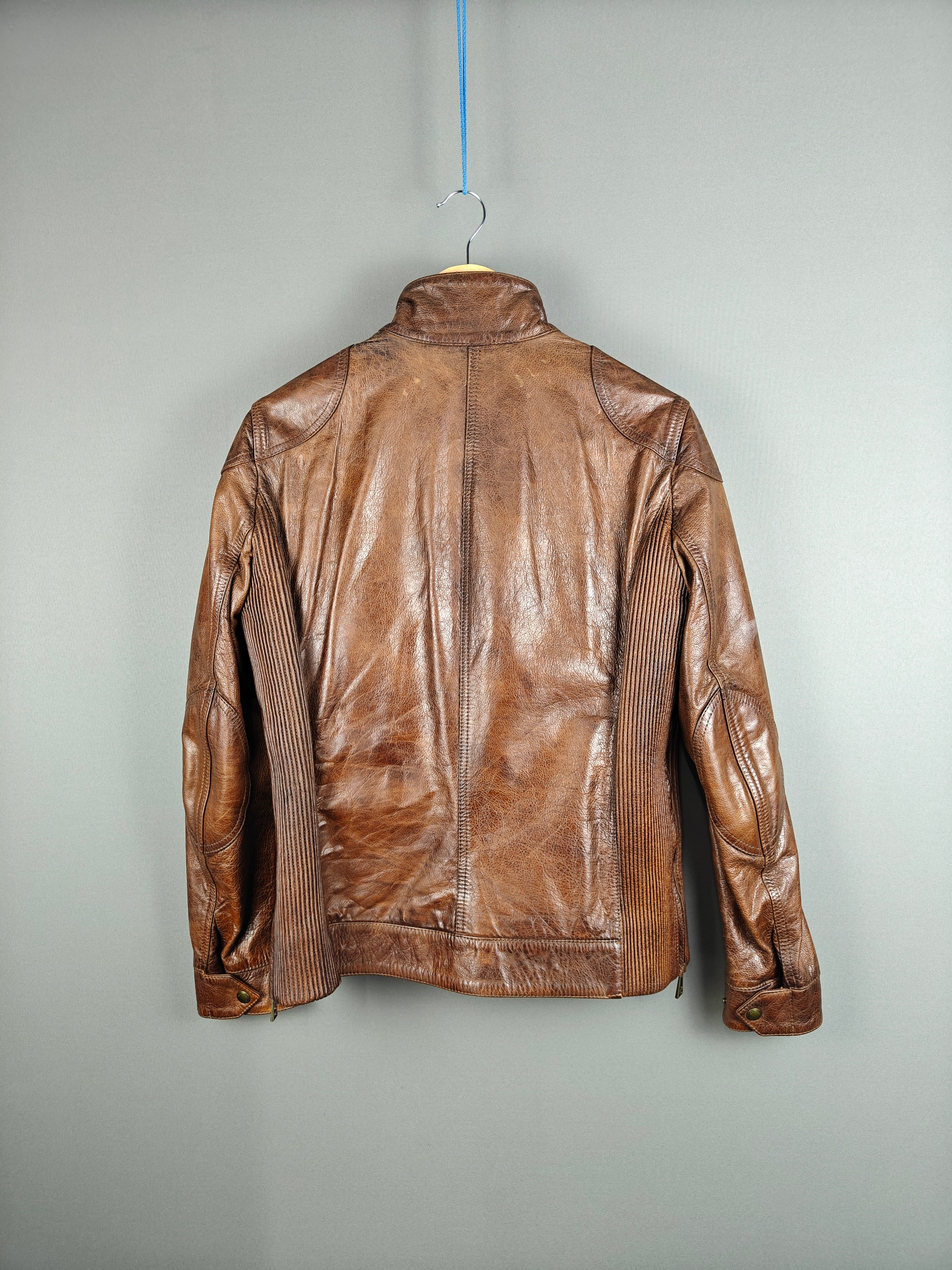 Belstaff Gangster 1969 Women’s Cowhide Leather Biker Jacket UK 16 Slim Fit Zip