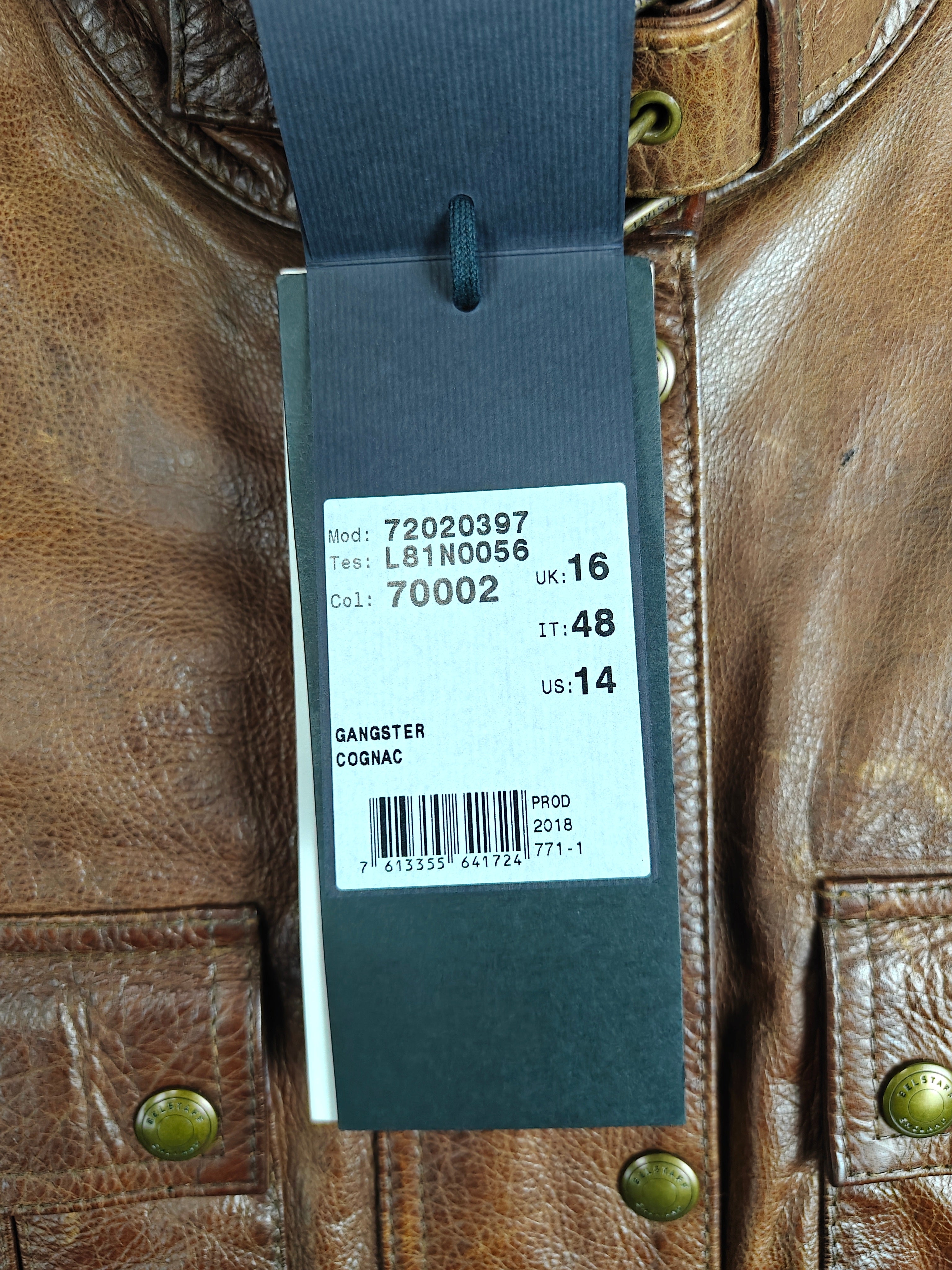 Belstaff Gangster 1969 Women’s Cowhide Leather Biker Jacket UK 16 Slim Fit Zip