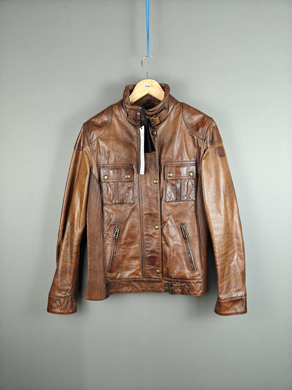 Belstaff Gangster 1969 Women’s Cowhide Leather Biker Jacket UK 16 Slim Fit Zip