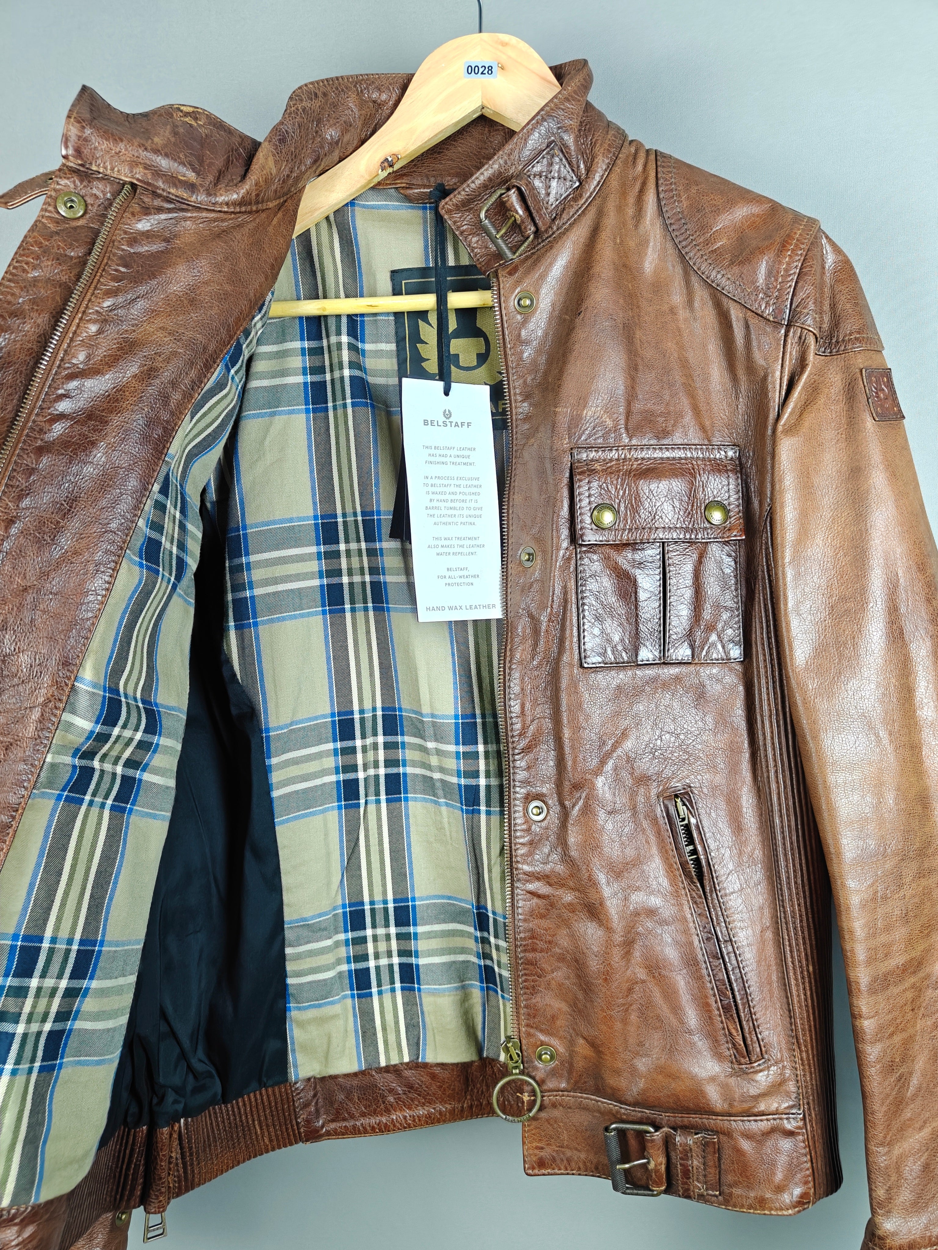 Belstaff Gangster 1969 Women’s Cowhide Leather Biker Jacket UK 16 Slim Fit Zip
