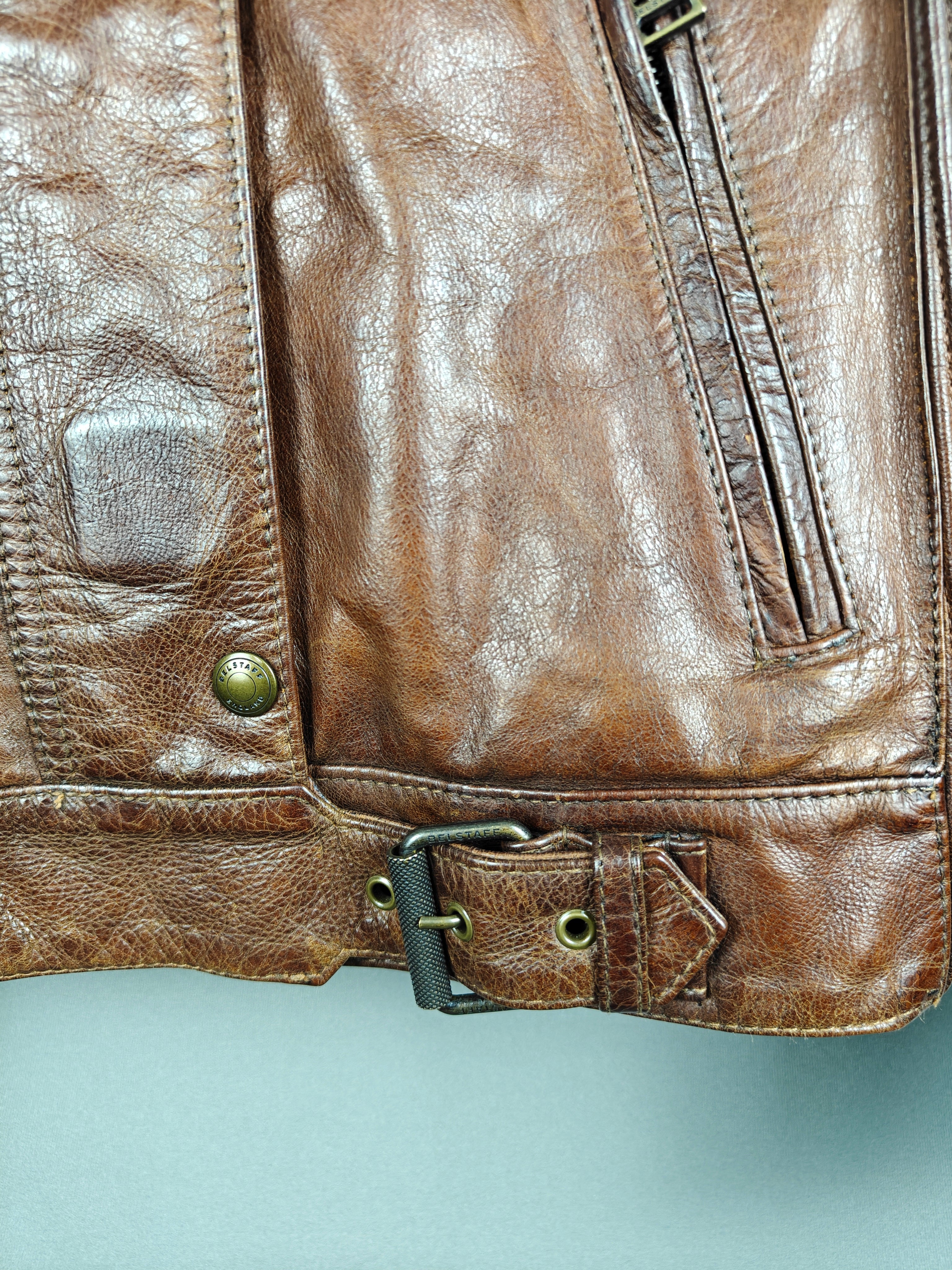 Belstaff Gangster 1969 Women’s Cowhide Leather Biker Jacket UK 16 Slim Fit Zip