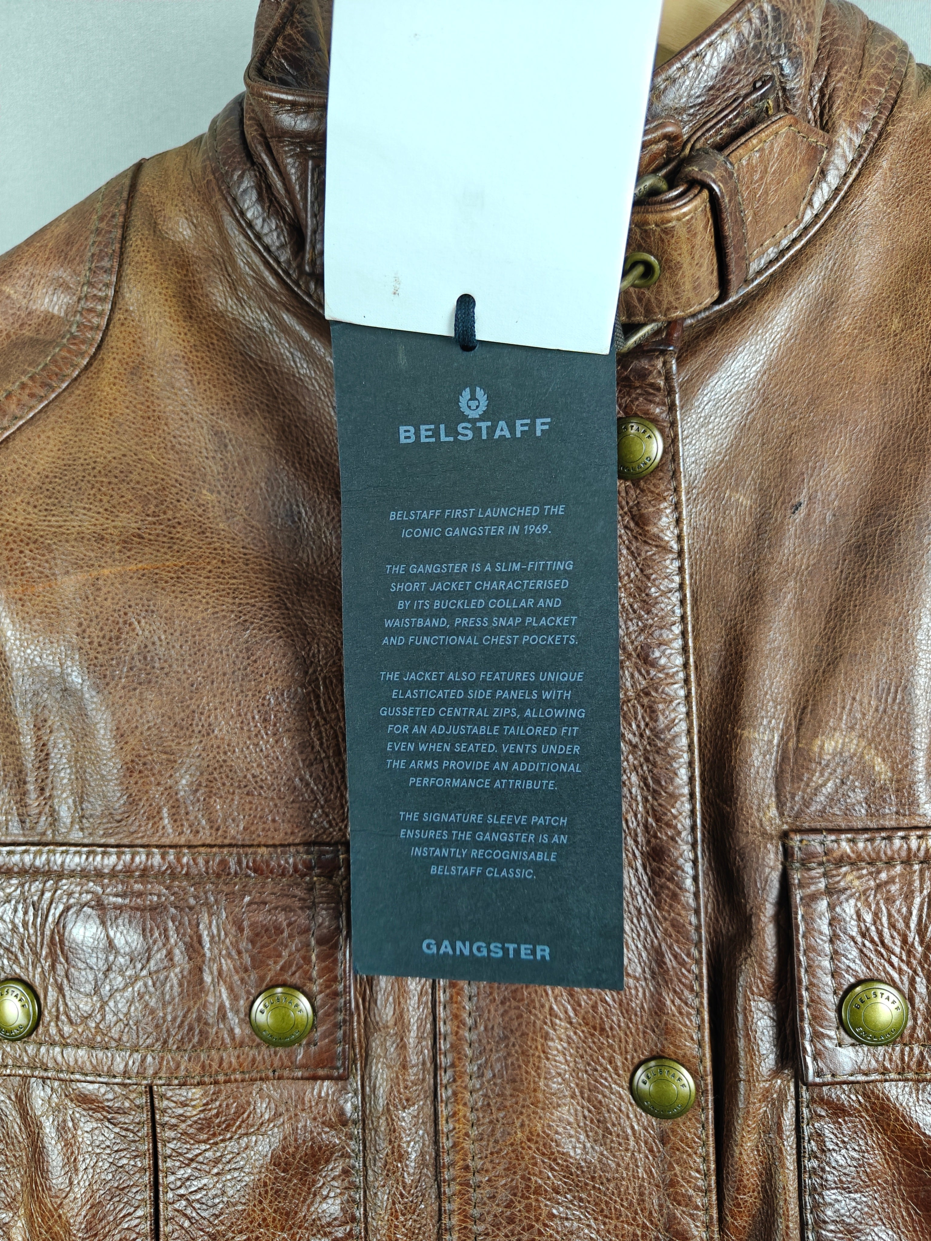Belstaff Gangster 1969 Women’s Cowhide Leather Biker Jacket UK 16 Slim Fit Zip